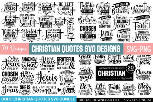 Boho Christian Quotes Svg Bundle: Perfect for T-Shirt Designs and Graphics