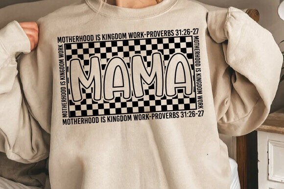Christian Mom SVG, Retro Checkered Mama for T-Shirt Designs
