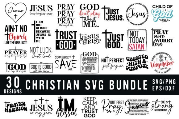 Christian SVG PNG Bundle, Bible Verse 30 for T-Shirt Designs and Graphics