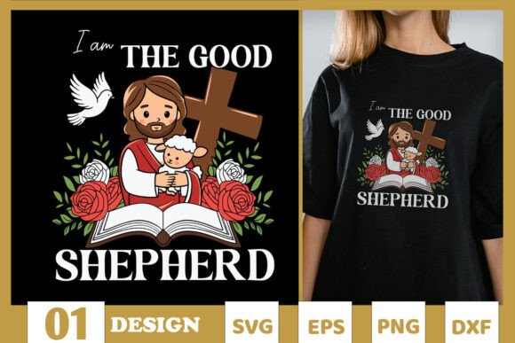 Easter Jesus the Good Sheperd SVG for T-Shirt Designs