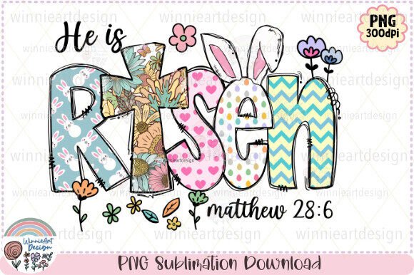 He is Risen: A Christian Easter Faith Cross Design